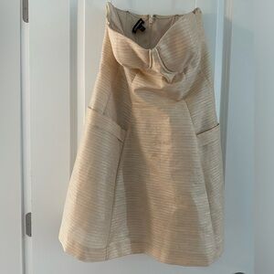 Bebe cream and blush strapless dress